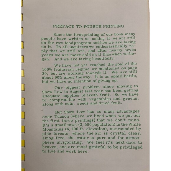Vtg Vegetarian Cookbook LIVE FOODS Raw Clean Diet Spiral Comb Recipes Fathman - Picture 5 of 8